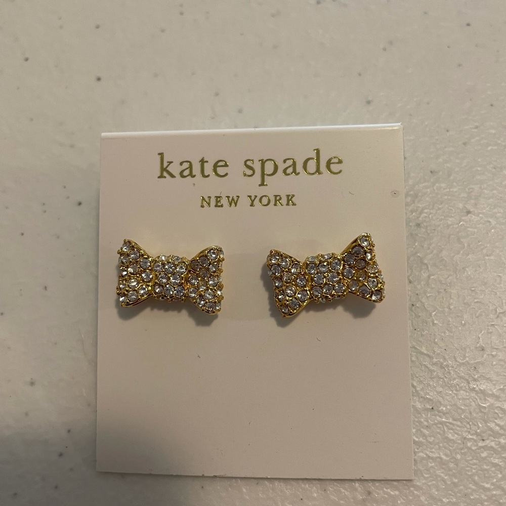 Kate Spade gold tone bow tie earrings